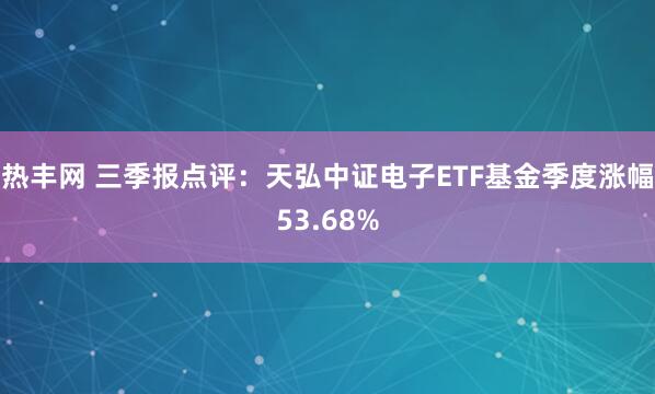 热丰网 三季报点评：天弘中证电子ETF基金季度涨幅53.68%
