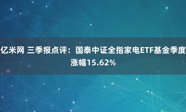 亿米网 三季报点评：国泰中证全指家电ETF基金季度涨幅15.62%
