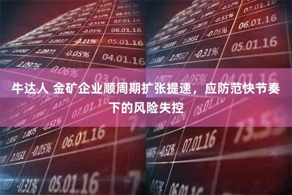 牛达人 金矿企业顺周期扩张提速，应防范快节奏下的风险失控